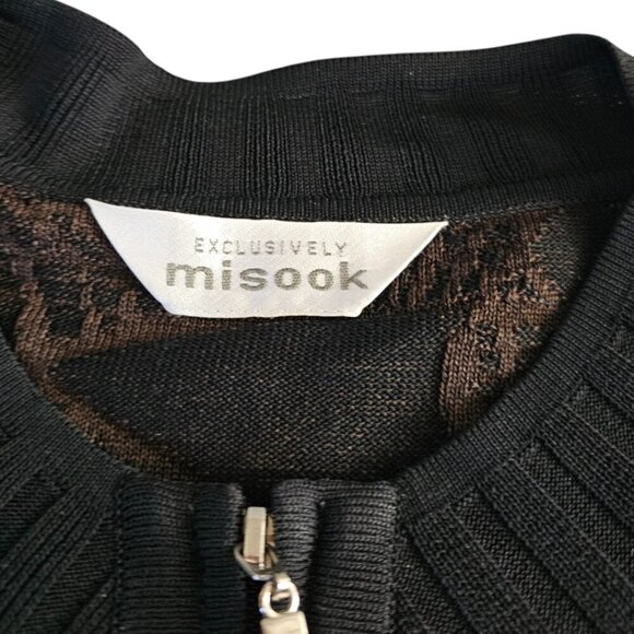 Exclusively Misook Womens Full Zip Long Sleeve Sweater, Pattern, Stretch, Brown - Picture 7 of 7